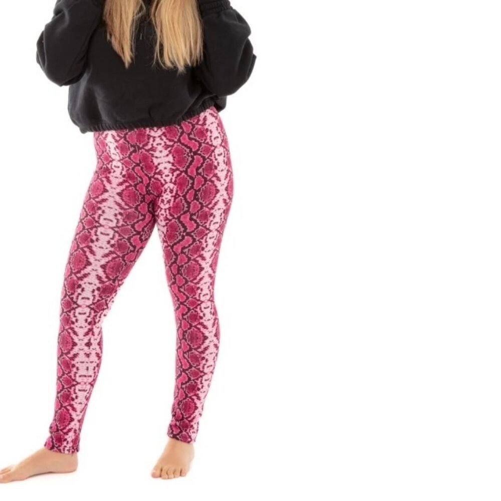 New with Tags Just Cozy Fuschia Snake Leggings Fur Lined XL